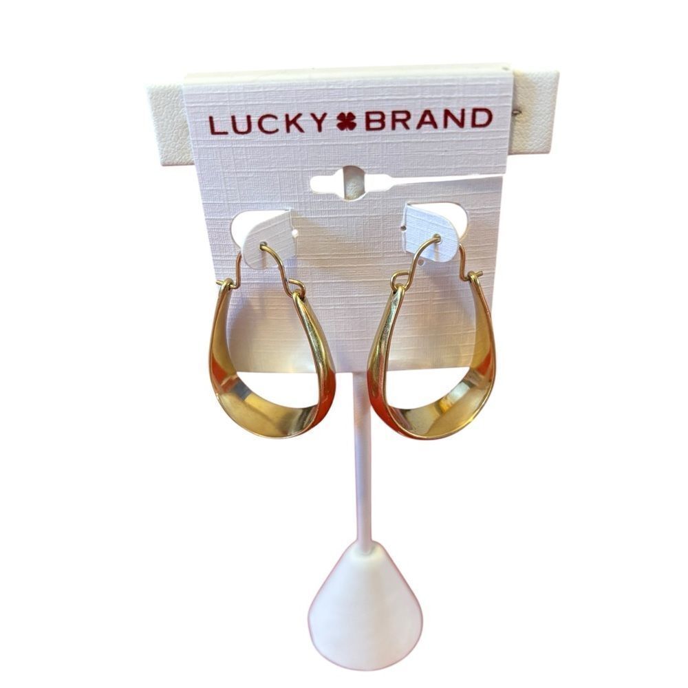 Bright Goldtone Elongated Hoop Earrings. 
Sturdy & Well-Made.